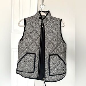 J.‎ Crew Down Quilted Puffer Vest, Womens S, Herringbone Black Cream.